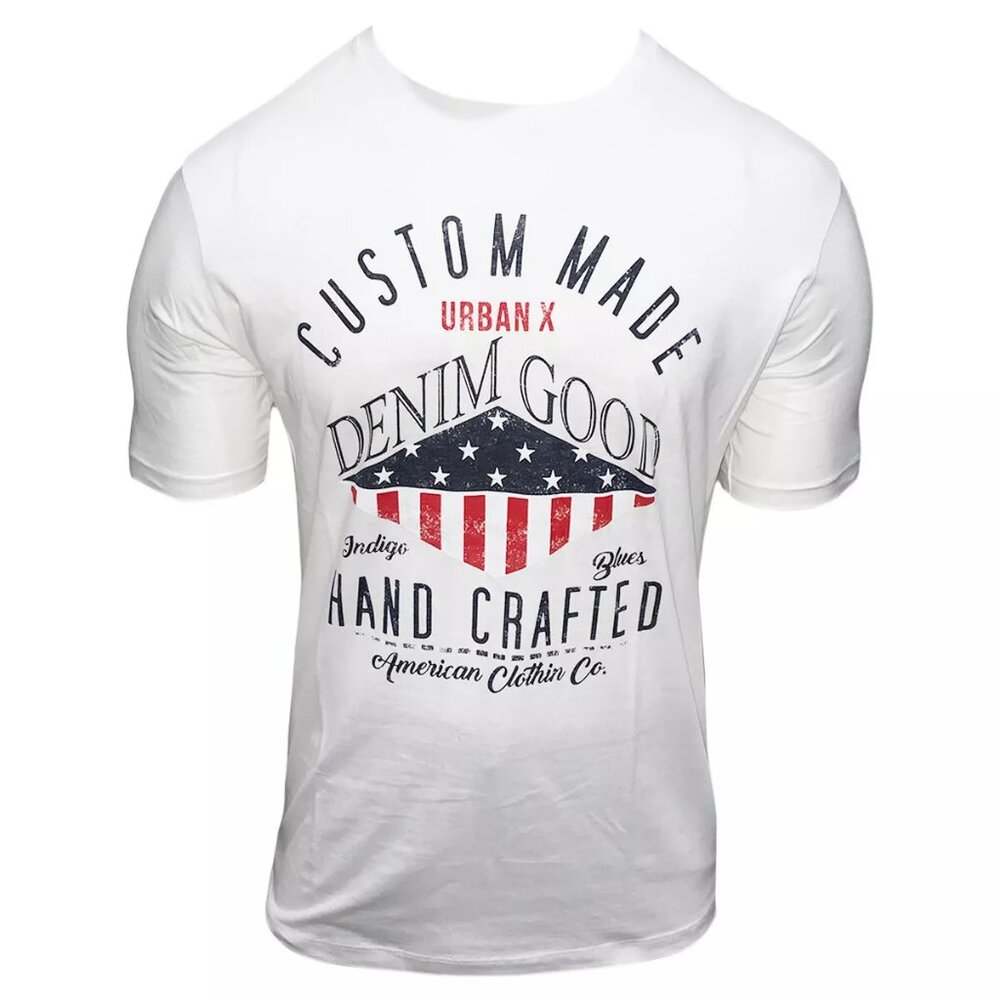 NWT URBAN AMERICAN FASHION MEN'S WHITE CREW NECK SHORT SLEEVE T-SHIRT SIZE XL